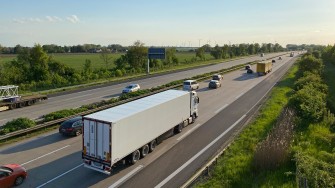 
Foto eines Lkw und weiterer Kraftfahrzeuge auf der Autobahn A2